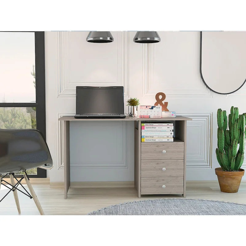 Writing Computer Desk,Three Drawers,One Shelf,Computer Table for Living Room Bedroom