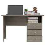 Bureau d'ordinateur avec 3 tiroirs et 1 étagère, 120 cm, Gris