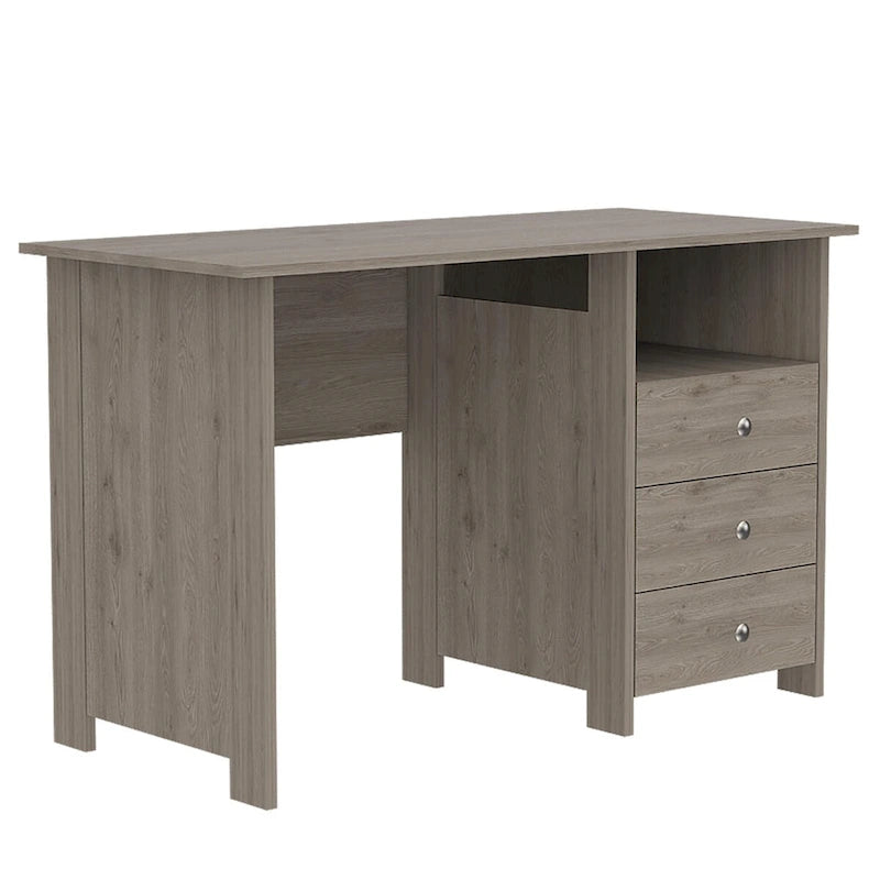 Bureau d'ordinateur avec 3 tiroirs et 1 étagère, 120 cm, Gris