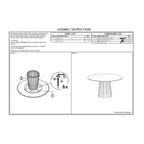 Table à manger ronde de 54 pouces avec plateau en placage de noyer et piédestal à lattes
