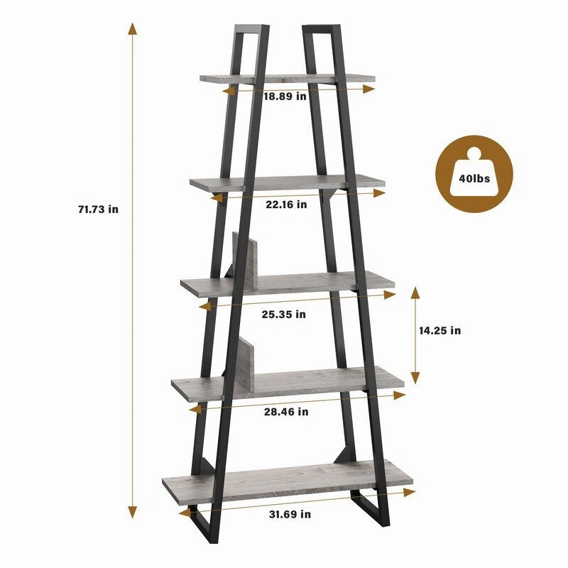 Étagère à 5 niveaux de style industriel avec cadre en métal