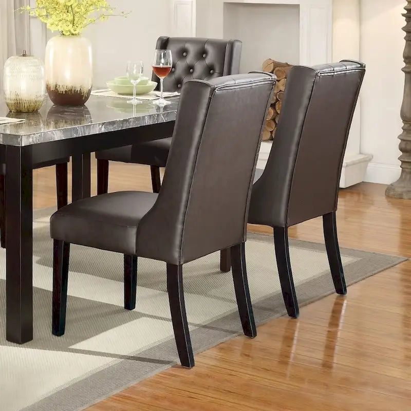 Chaise de salle à manger capitonnée en similicuir, lot de 2