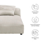 Chaise longue sans accoudoirs modulable en velours côtelé