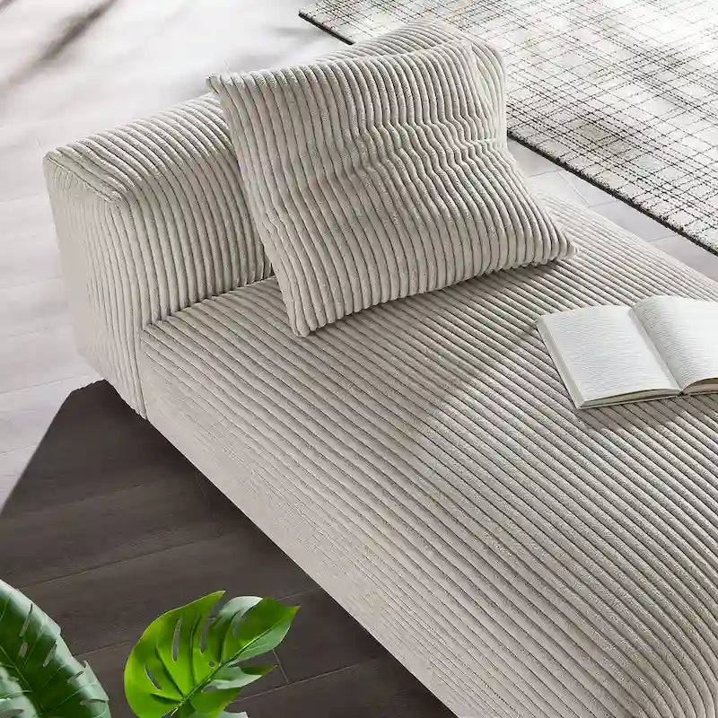 Chaise longue sans accoudoirs modulable en velours côtelé