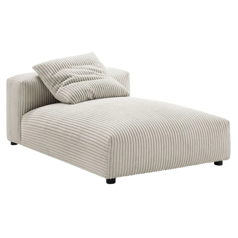 Chaise longue sans accoudoirs modulable en velours côtelé