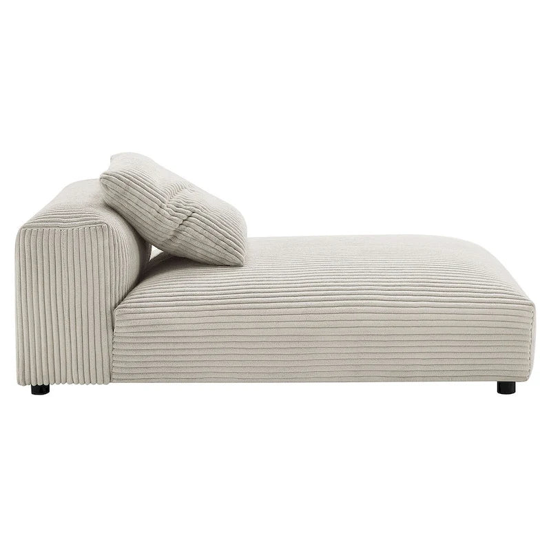 Chaise longue sans accoudoirs modulable en velours côtelé