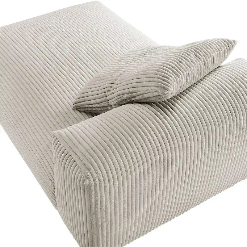 Chaise longue sans accoudoirs modulable en velours côtelé