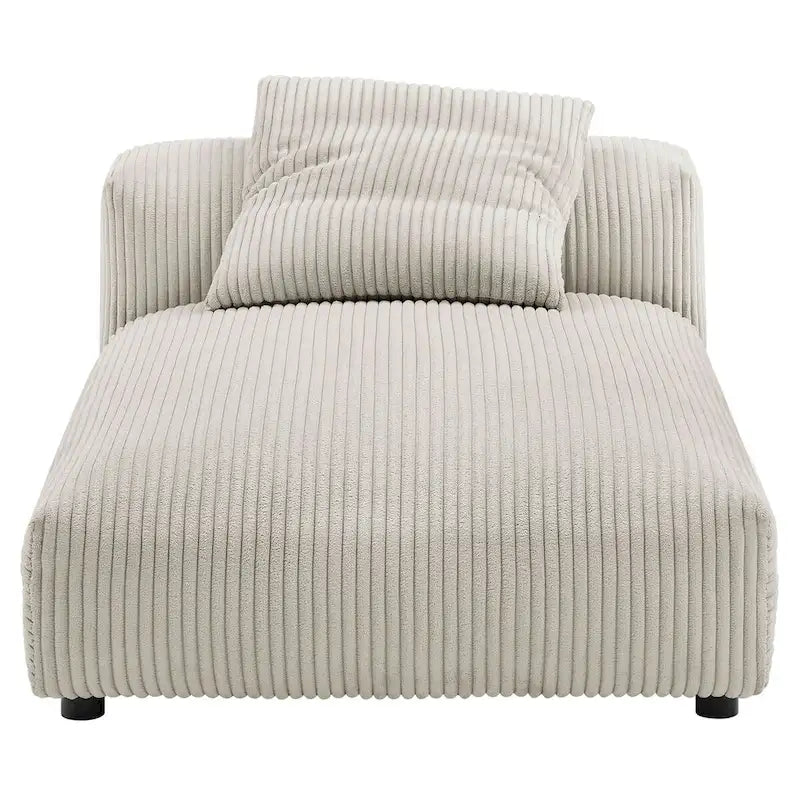 Chaise longue sans accoudoirs modulable en velours côtelé