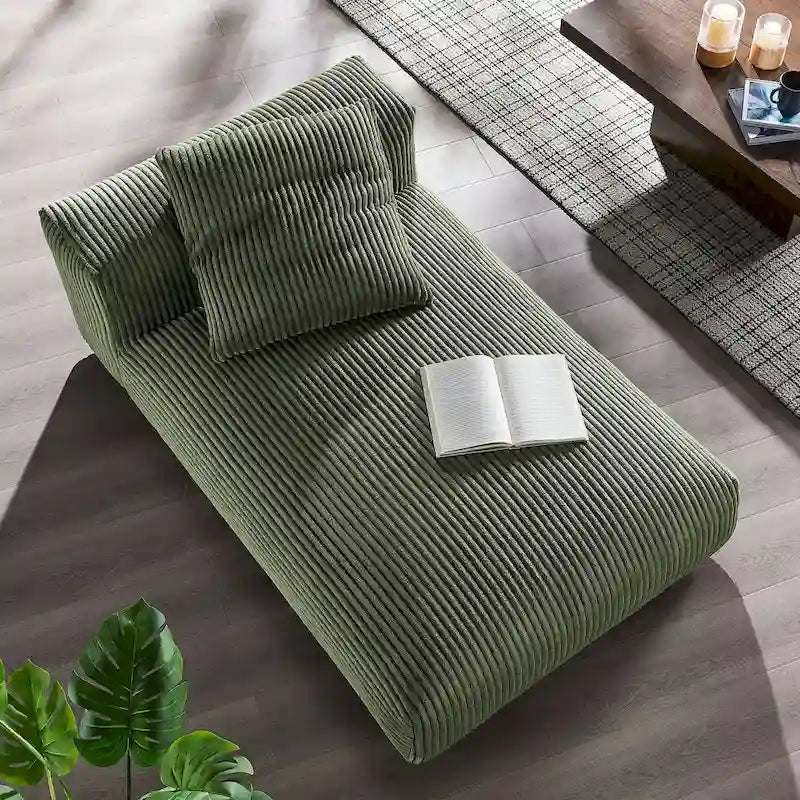 Chaise longue sans accoudoirs modulable en velours côtelé