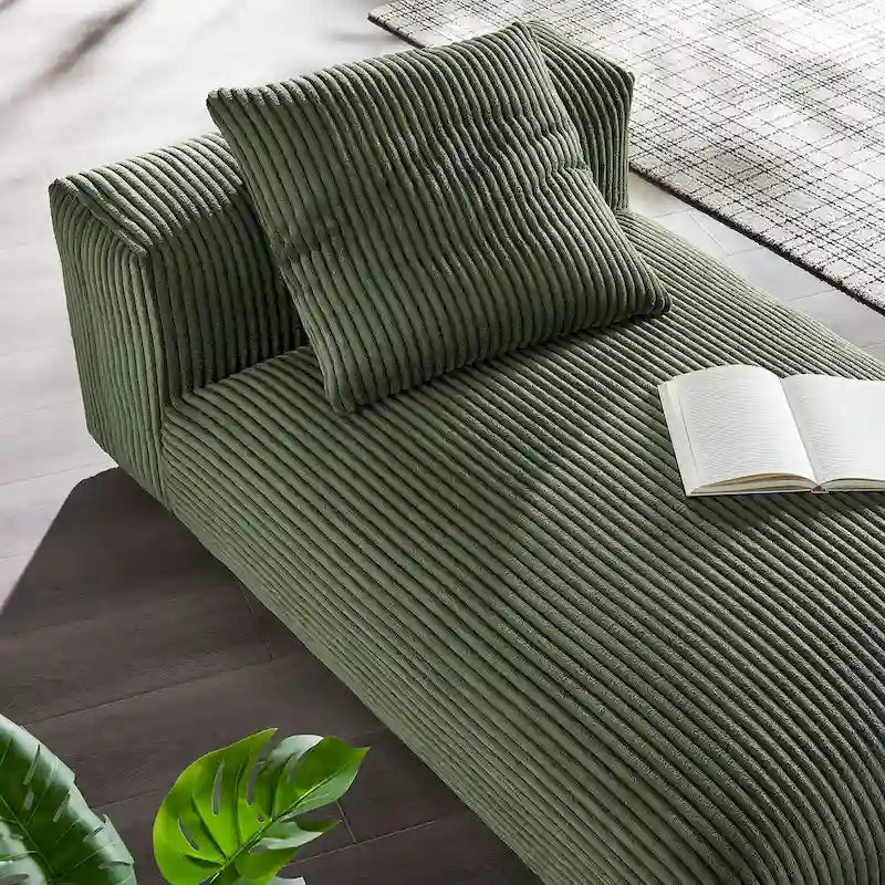 Chaise longue sans accoudoirs modulable en velours côtelé