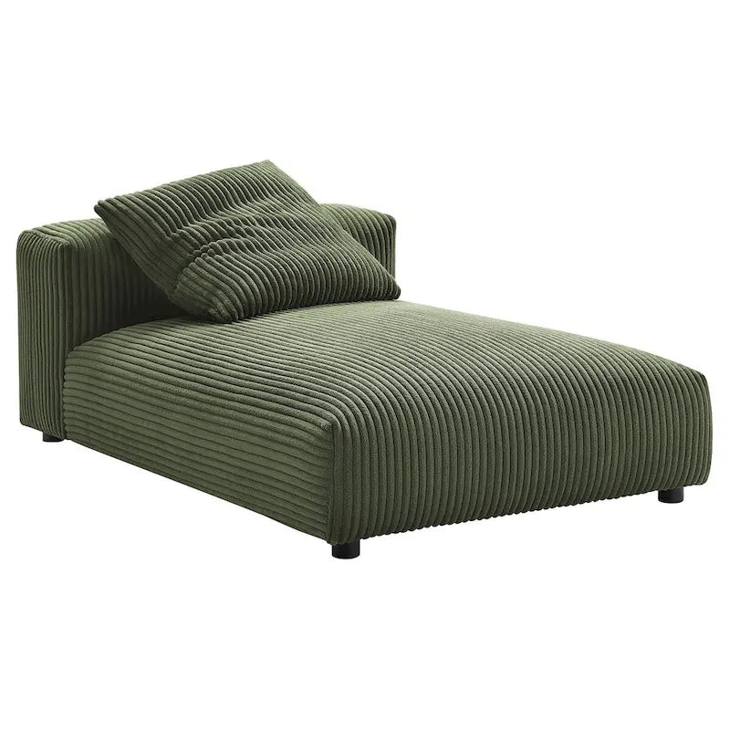 Chaise longue sans accoudoirs modulable en velours côtelé