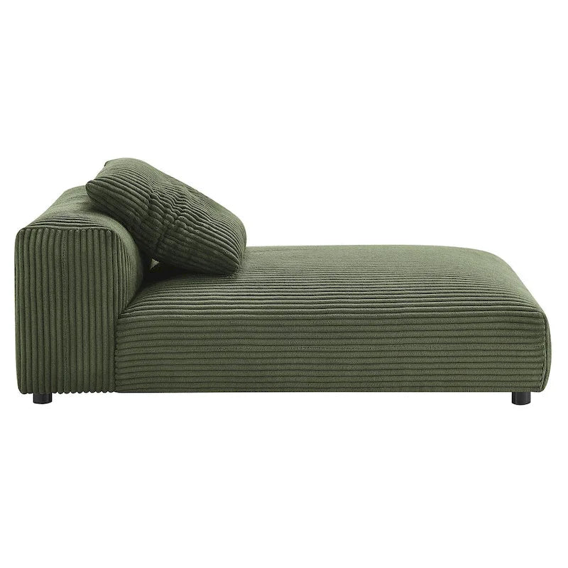 Chaise longue sans accoudoirs modulable en velours côtelé